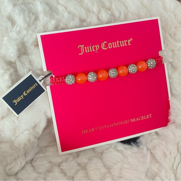 Juicy Couture Orange Silver Crystal Beads Friendship Adjustable Bracelet NWT - Picture 6 of 13